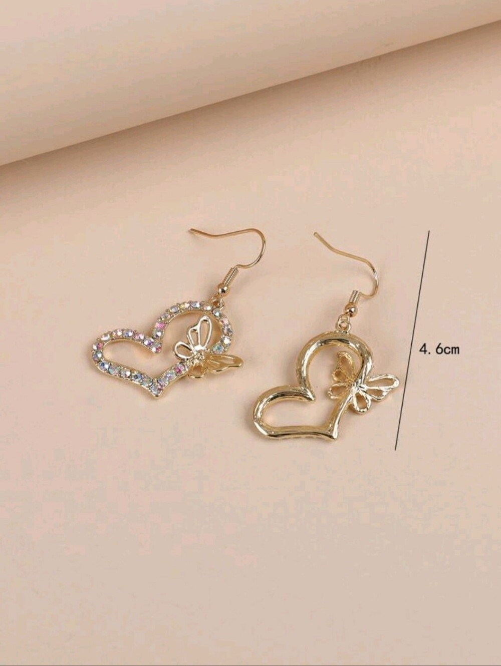 2pcs Rhinestone Heart & Butterfly Decor Earrings Valentines, Mom, Mother, - Picture 16 of 16